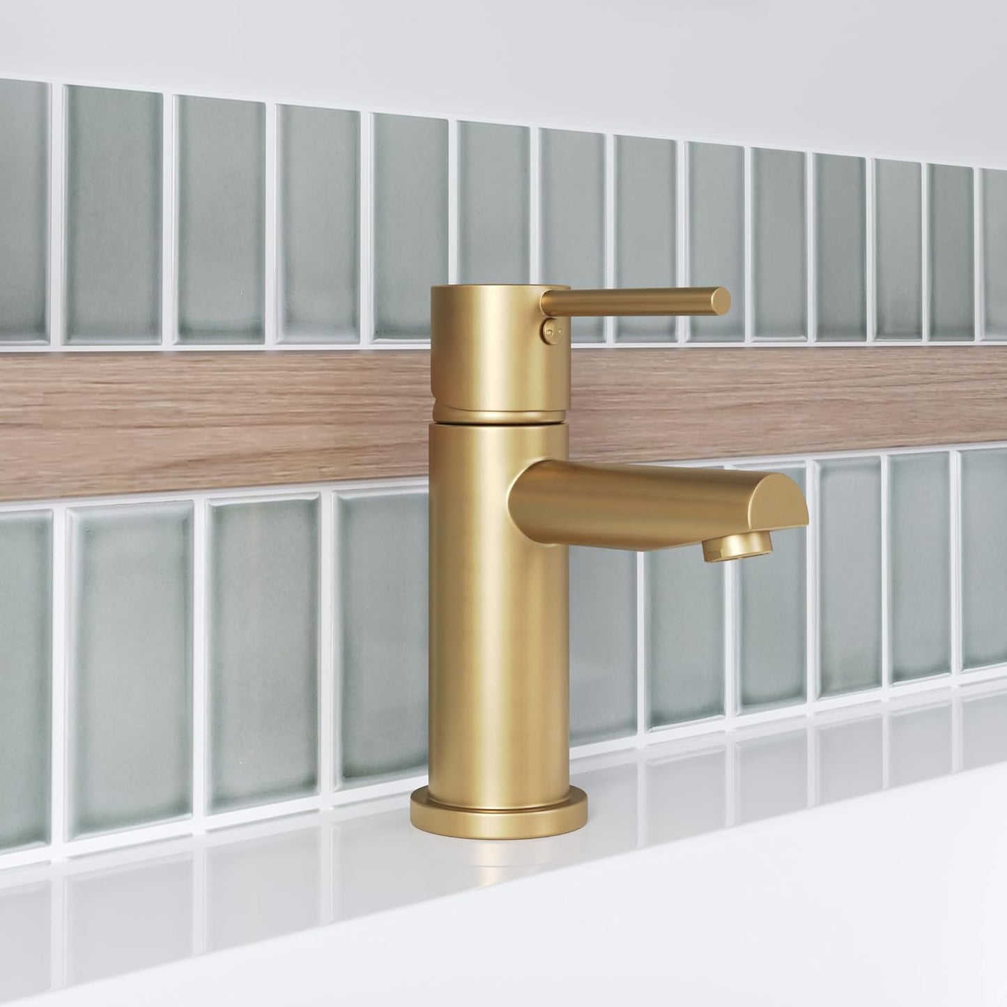 ACA International WELS Bathroom Tap, Bathroom Basin Mixer Tap Vanity Sink Basin Tap Faucet(Brushed Yellow Gold)