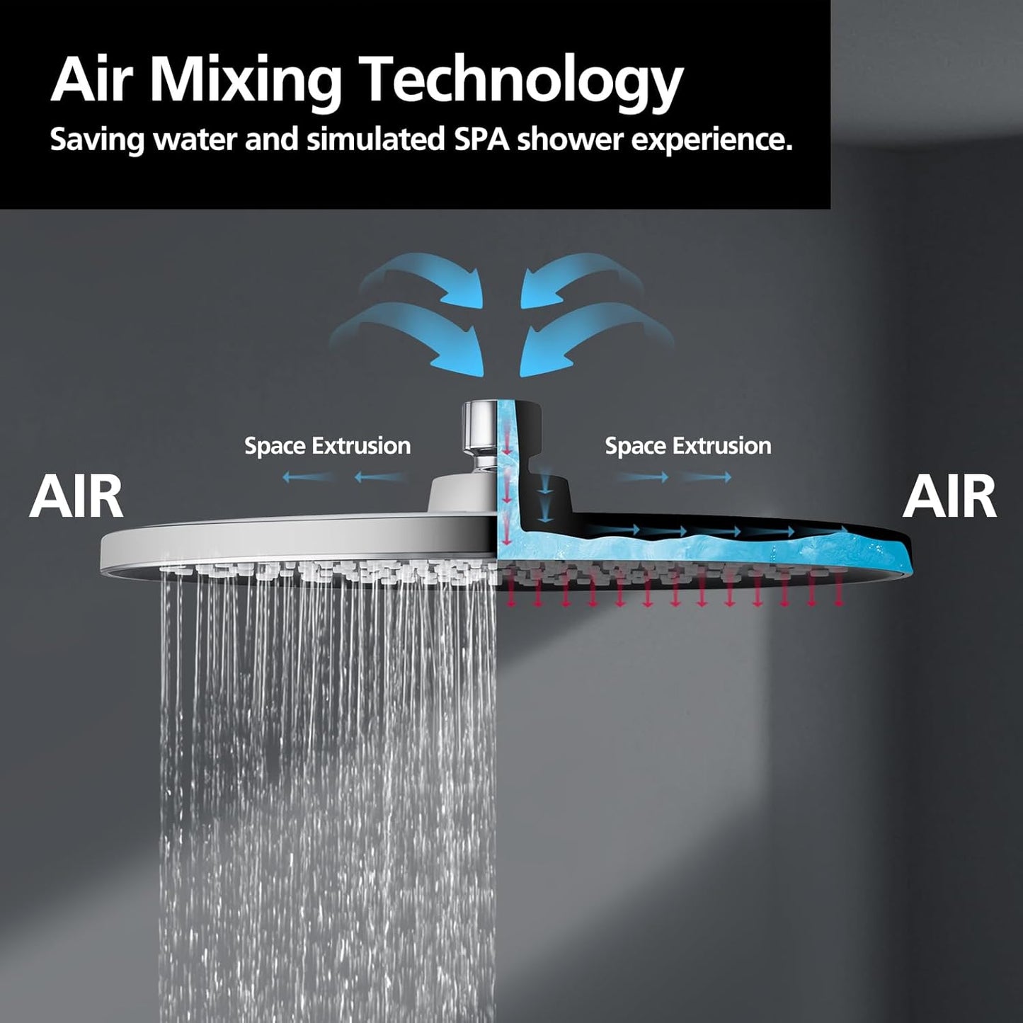 ACA International 10'' Rain Shower Head Set, Round 255mm Large Shower Head with 2 in 1 Shower Arm Rail and 3-Mode Handheld Spray, Bathroom Shower Set WELS Approved (Chrome)