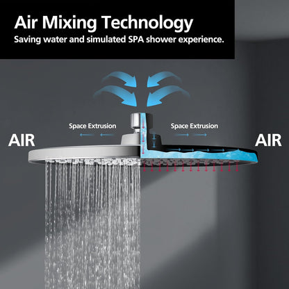 ACA International 10'' Rain Shower Head Set, Round 255mm Large Shower Head with 2 in 1 Shower Arm Rail and 3-Mode Handheld Spray, Bathroom Shower Set WELS Approved (Chrome)