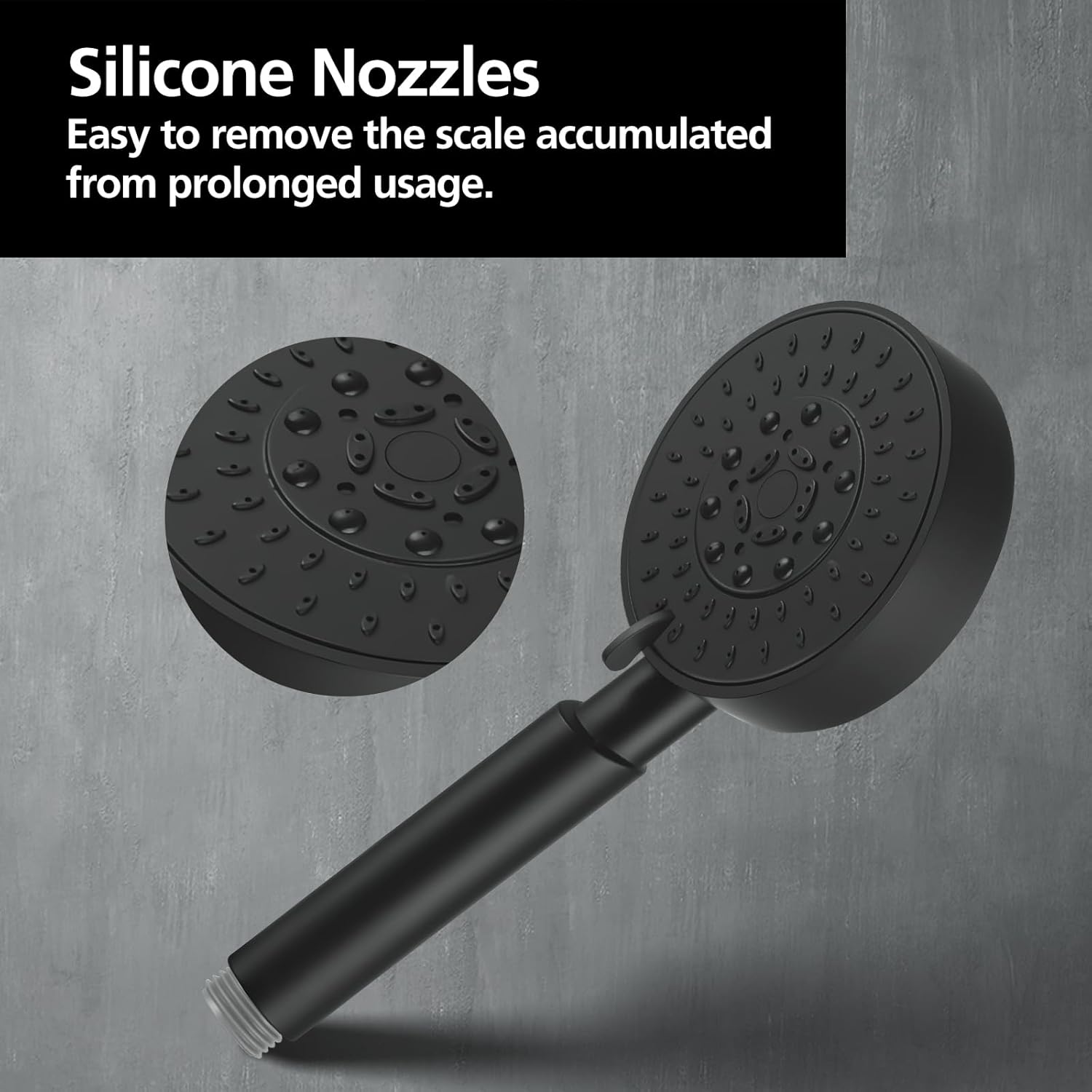 ACA International 5-Mode Spray Handheld Shower Head Round Hand Held Shower Rain Massage Spary Shower for Bathroom WELS Approved (Black)