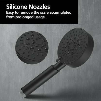 ACA International 5-Mode Spray Handheld Shower Head Round Hand Held Shower Rain Massage Spary Shower for Bathroom WELS Approved (Black)