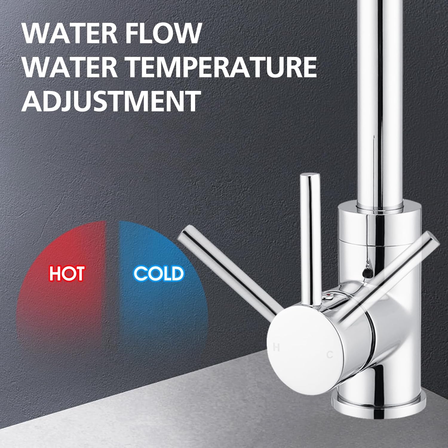 ACA International WELS Kitchen Mixer Tap Swivel Gooseneck Kitchen Taps Kitchen Laundry Sink Tap Faucet Hot and Cold Switch Solid Brass Faucet(Polished Chrome)