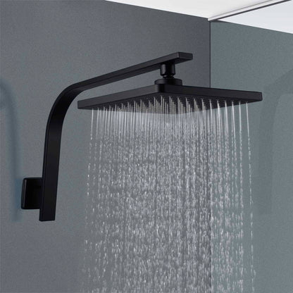 ACA International 8'' High Pressure Round Rain Shower Head Set Wall Mounted Shower Head Gooseneck Shower Arm Set Bathroom 304 Stainless Steel WELS (Polished Chrome)