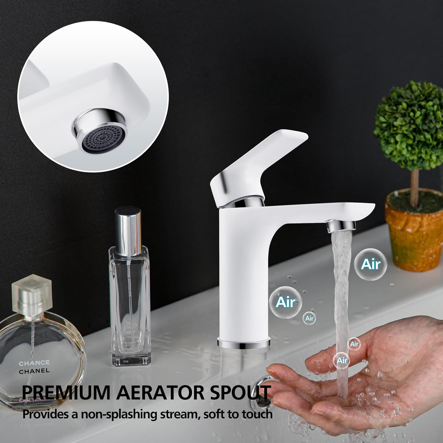ACA International Brass Basin Mixer Tap Bathroom Countertop Vanity Sink Faucet Taps WELS(White & Chrome)