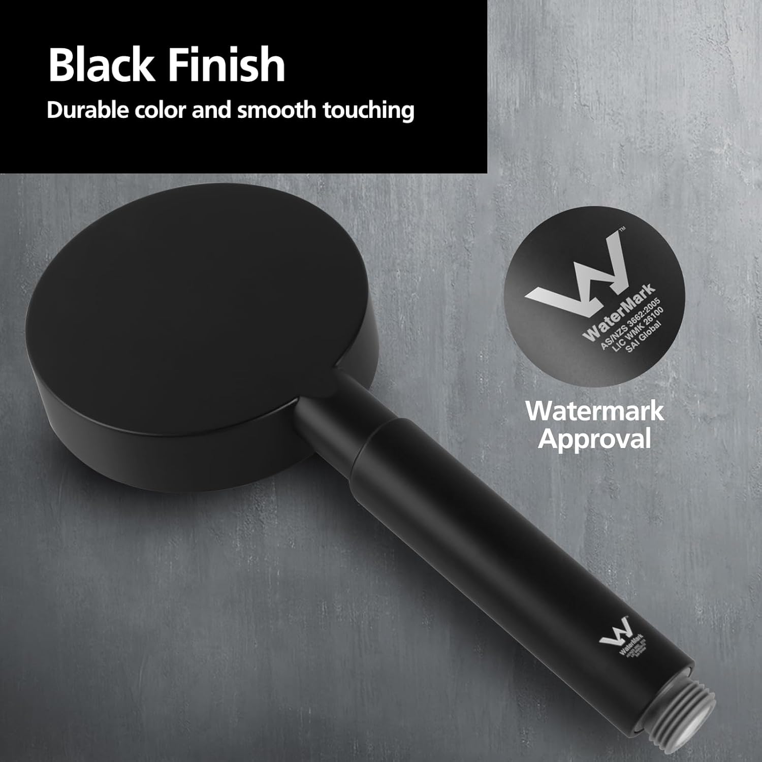 ACA International 5-Mode Spray Handheld Shower Head Round Hand Held Shower Rain Massage Spary Shower for Bathroom WELS Approved (Black)
