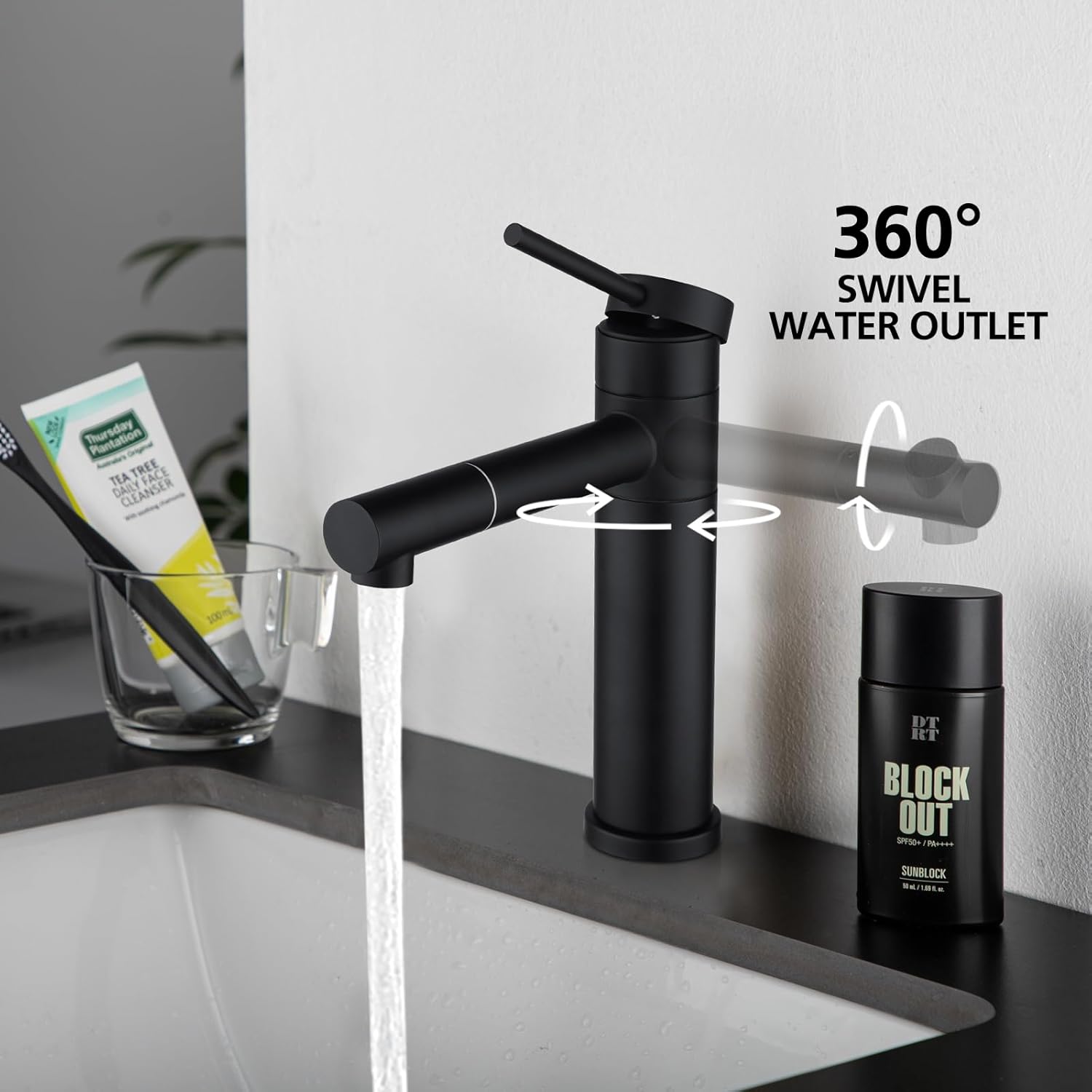 ACA International WELS Bathroom Basin Mixer Tap Round Classic Laundry Vanity Sink Taps (Black)