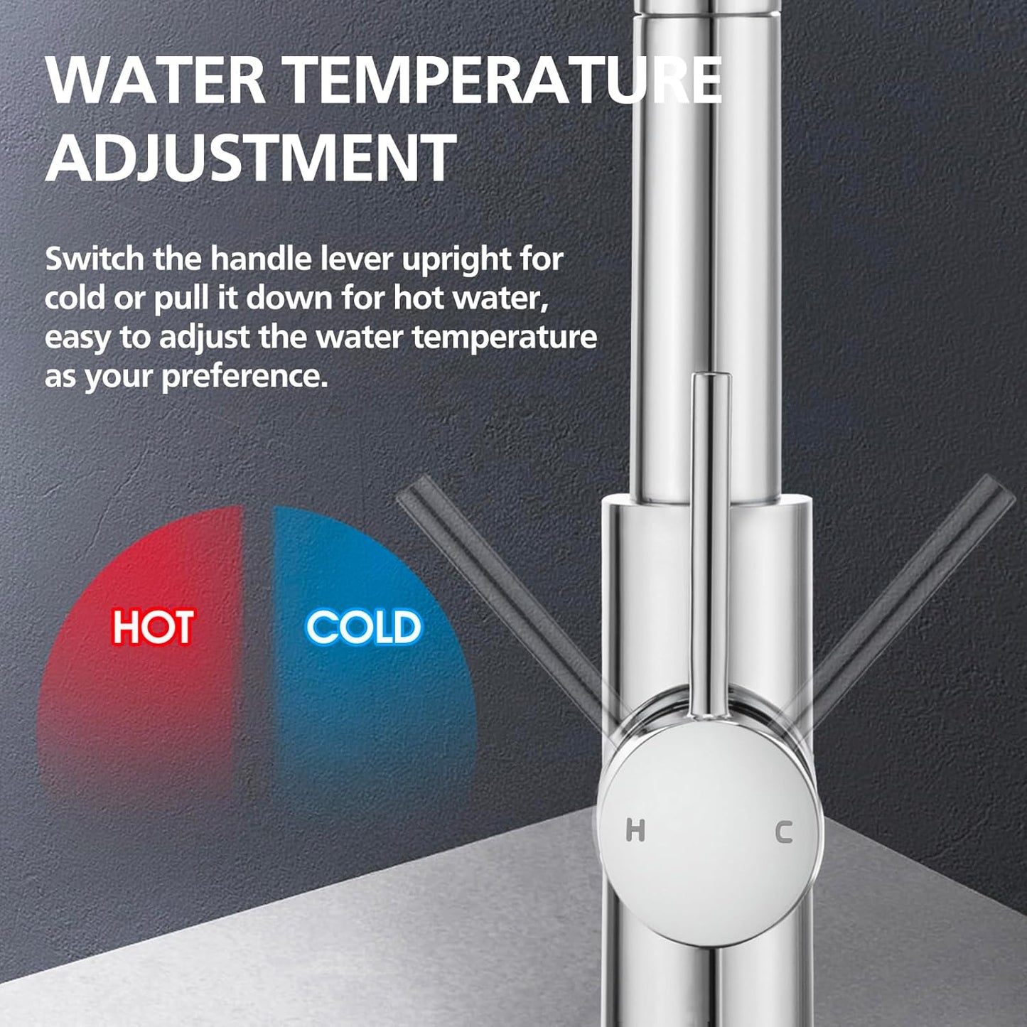 ACA International WELS Pull Out Kitchen Tap with Brass Spray Head, High Arc Gooseneck 360° Swivel Kitchen Mixer Tap Laundry Bar Faucet Taps(Chrome)