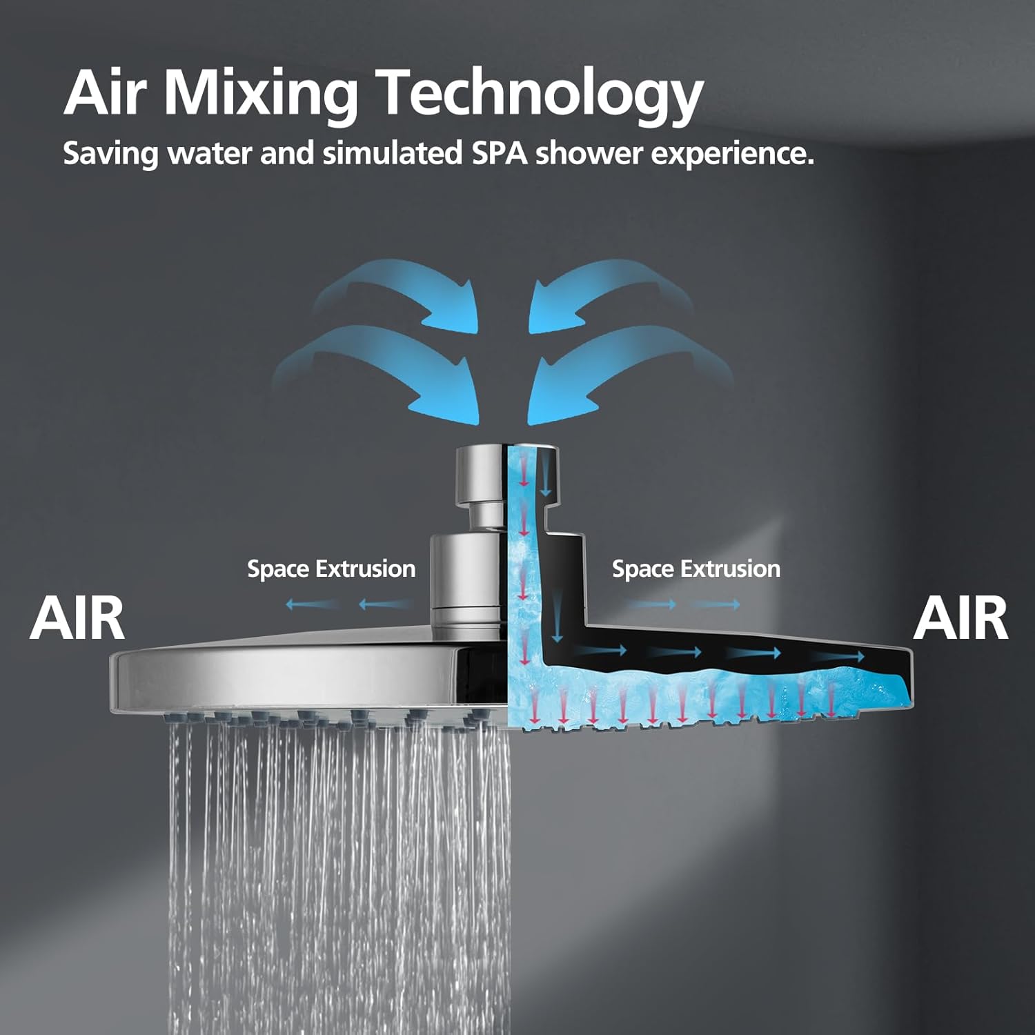 ACA International 8" High Pressure Shower Head 5-Mode Handheld Shower Spary 2 in 1 Shower Rail Diverter Gooseneck Arm Wall Mounted Bathroom Dual Rain Shower Head Set WELS (Chrome)