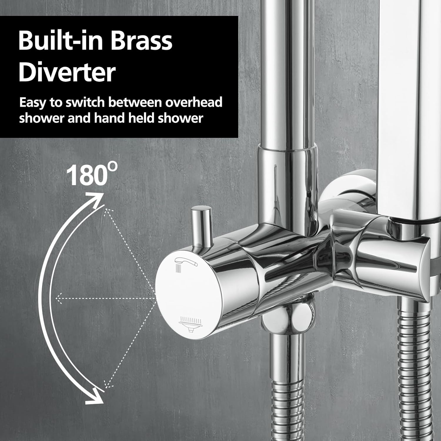 ACA International 10'' Rain Shower Head Set, Round 255mm Large Shower Head with 2 in 1 Shower Arm Rail and 3-Mode Handheld Spray, Bathroom Shower Set WELS Approved (Chrome)