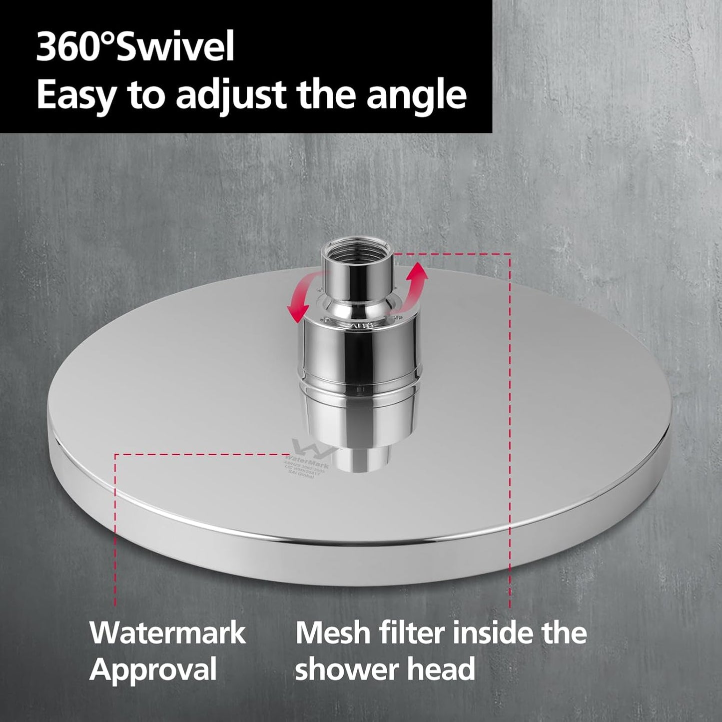 ACA International 8" High Pressure Shower Head 5-Mode Handheld Shower Spary 2 in 1 Shower Rail Diverter Gooseneck Arm Wall Mounted Bathroom Dual Rain Shower Head Set WELS (Chrome)
