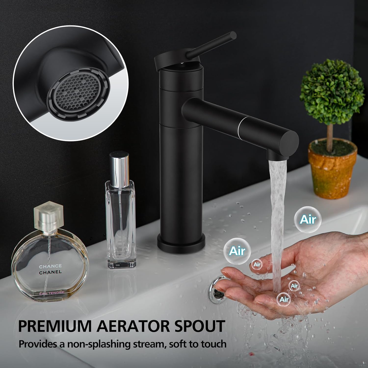 ACA International WELS Bathroom Basin Mixer Tap Round Classic Laundry Vanity Sink Taps (Black)