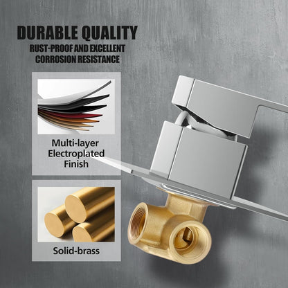 ACA International Watermark Square Wall Mounted Water Flick Lever Shower Mixer Tap 100mm BathTap Hot Cold Water Shower Mixer Tap for Shower Head/Handheld Shower, Solid Brass (Chrome)