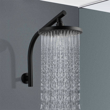 ACA International 8'' High Pressure Round Rain Shower Head Set Wall Mounted Shower Head Gooseneck Shower Arm Set Bathroom 304 Stainless Steel WELS (Polished Chrome)