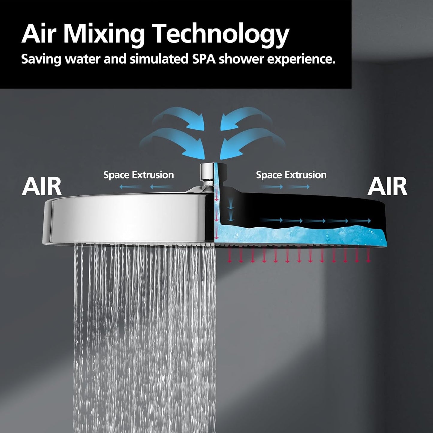 ACA International 13'' Luxury Overhead Rain Large Shower Head 325mm Round Adjustable Rainfall Shower Head WELS Approved (Chrome)