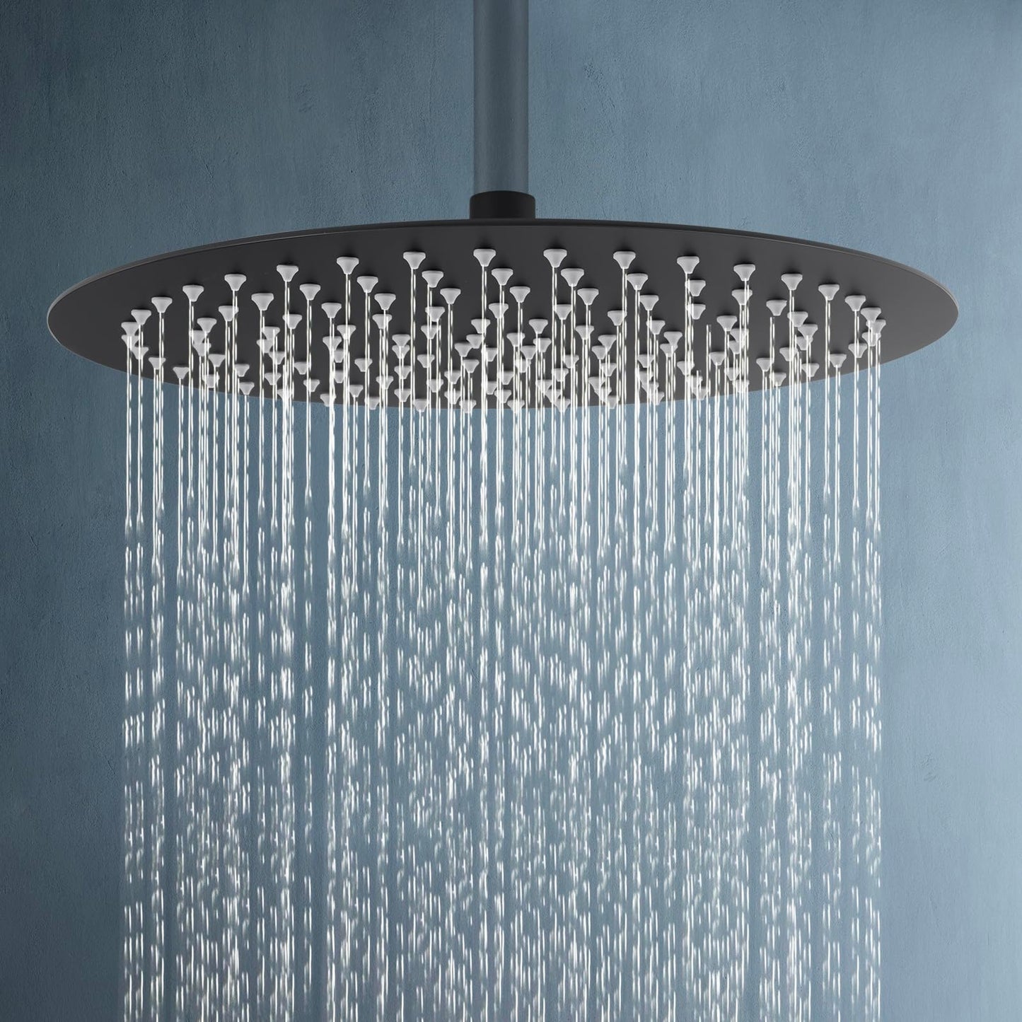 ACA International High Pressure 10'' Large Shower Head Round Overhead 304 Stainless Steel Adjustable Ultra-Thin Rain Shower Head 250x250mm WELS (Black)