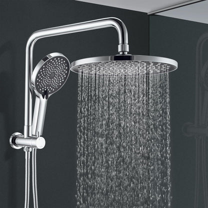 ACA International 10'' Rain Shower Head Set, Round 255mm Large Shower Head with 2 in 1 Shower Arm Rail and 3-Mode Handheld Spray, Bathroom Shower Set WELS Approved (Chrome)