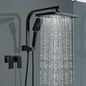 ACA International 12" Rectangle Extra Large High Pressure Shower Head Handheld Gooseneck Arm 2 in 1 Diverter Set, 3-Mode Handheld Shower Hand, Full Body Shower Set for Bathroom (Black)