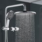 ACA International 10'' Rain Shower Head Set, Round 255mm Large Shower Head with 2 in 1 Shower Arm Rail and 3-Mode Handheld Spray, Bathroom Shower Set WELS Approved (Chrome)