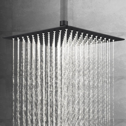ACA International 12'' Rain High Pressure Shower Head Square Stainless Steel Large Rainfall Overhead 300mm Metal Ultra Thin WELS (Chrome)