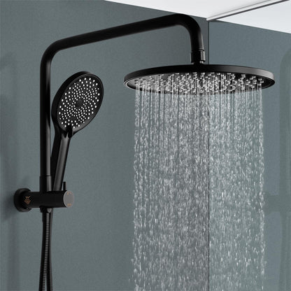 ACA International 10'' Rain Shower Head Set, Round 255mm Large Shower Head with 2 in 1 Shower Arm Rail and 3-Mode Handheld Spray, Bathroom Shower Set WELS Approved (Chrome)