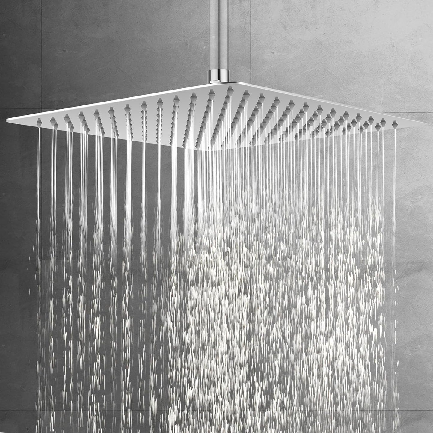 ACA International 12'' Rain High Pressure Shower Head Square Stainless Steel Large Rainfall Overhead 300mm Metal Ultra Thin WELS (Chrome)
