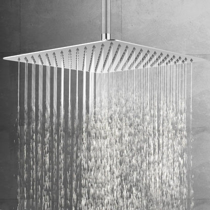 ACA International 12'' Rain High Pressure Shower Head Square Stainless Steel Large Rainfall Overhead 300mm Metal Ultra Thin WELS (Chrome)