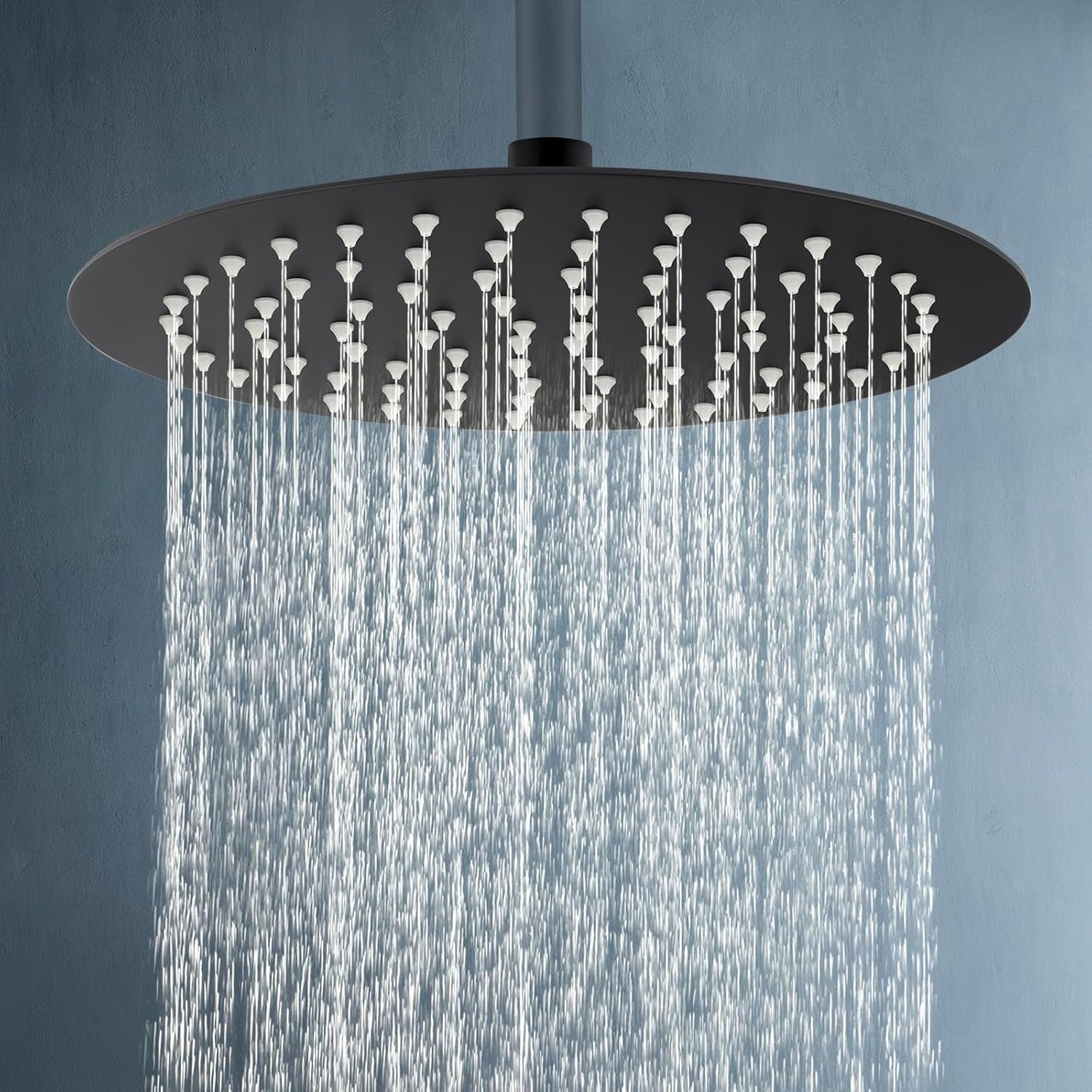 ACA International High Pressure 10'' Large Shower Head Round Overhead 304 Stainless Steel Adjustable Ultra-Thin Rain Shower Head 250x250mm WELS (Black)