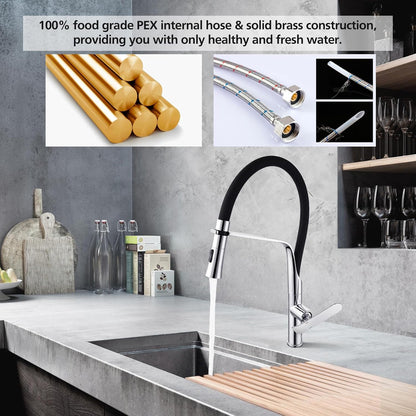 ACA International WELS Kitchen Mixer Tap Pull Dwon Kitchen Tap 2-Mode Spray Head 360° Swivel Kitchen Sink Taps Faucet(Chrome)