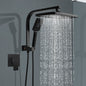 ACA International 12" Rectangle Extra Large High Pressure Shower Head Handheld Gooseneck Arm 2 in 1 Diverter Set, 3-Mode Handheld Shower Hand, Full Body Shower Set for Bathroom (Black)