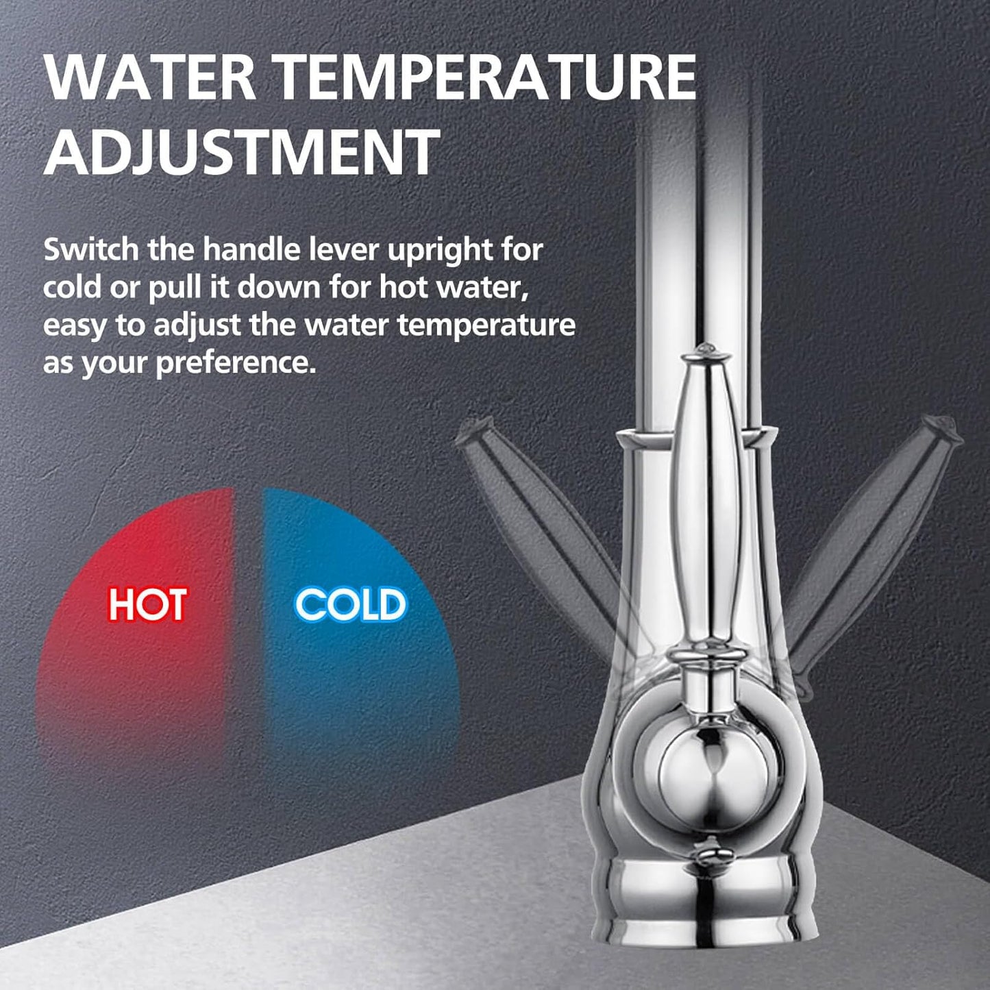 ACA International Rounded Euro Pull-Out Kitchen Mixer Tap with Pull Out Sprayer, 2-Mode Spray Kithcen Sink Tap 360° Swivel High Arc Laundry Sink Taps Faucet Solid Brass(Chrome)