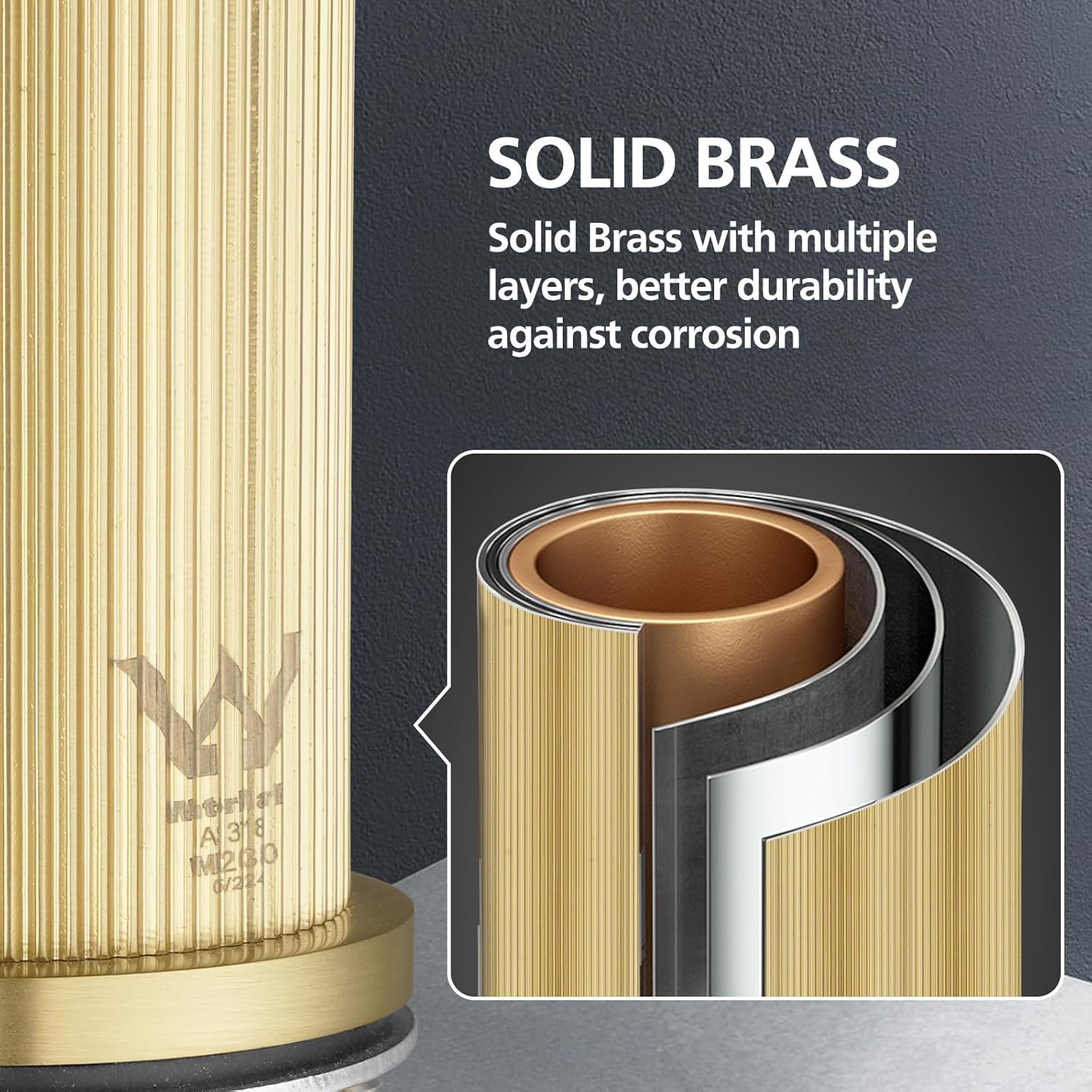 WELS Bathroom Tap, Bathroom Mixer tap Rounded Bathroon Sink Tap Basin Tap Vanity Tap Faucet Solid Brass Brushed Gold
