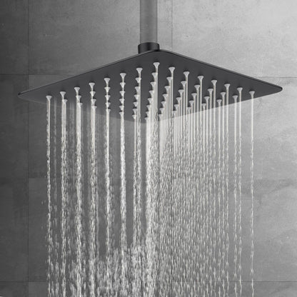 ACA International 12'' Rain High Pressure Shower Head Square Stainless Steel Large Rainfall Overhead 300mm Metal Ultra Thin WELS (Chrome)