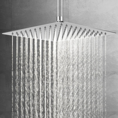ACA International 12'' Rain High Pressure Shower Head Square Stainless Steel Large Rainfall Overhead 300mm Metal Ultra Thin WELS (Chrome)